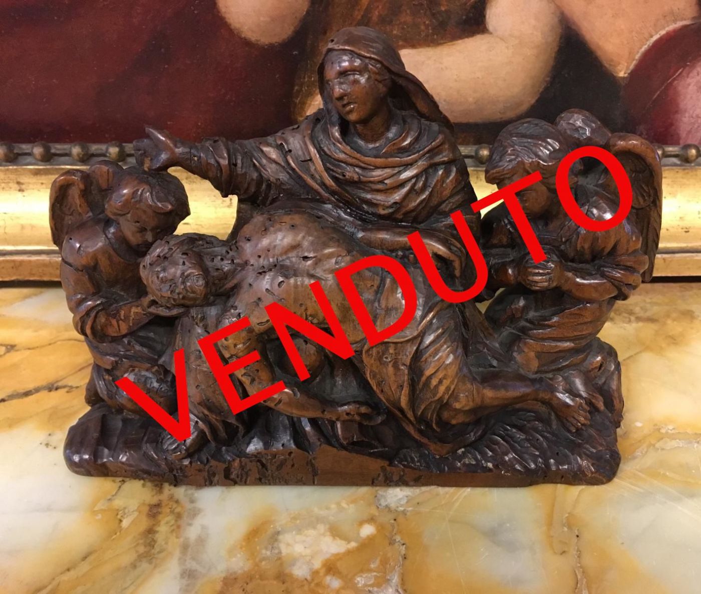Boxwood sculpture depicting the "Deposition of Christ"